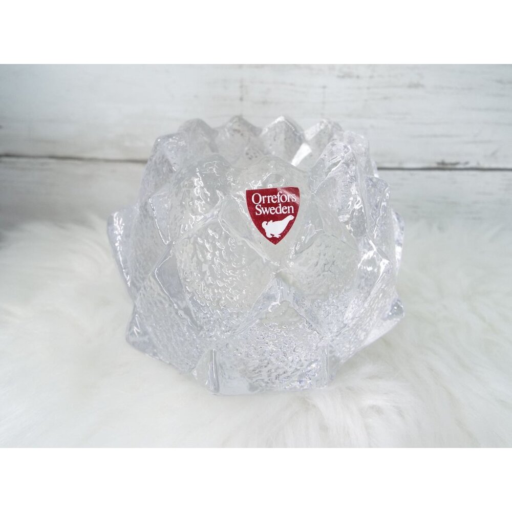 Orrefors Sweden Art Glass Artichoke Nimbus Votive Handle Holder